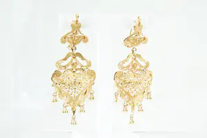 51 - Sierlijk paar oosterse 20 Krt geelgouden Filigrein Filigrain oorhangers kopen? Bied vanaf 390!