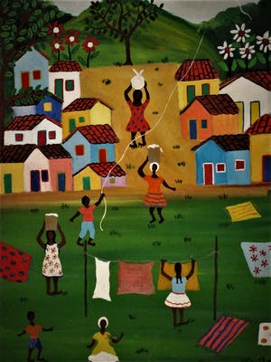 Niet of onleesbaar gesigneerd - Braziliaanse naieve kunst 1978 "Dorp bij Rio de Janeiro" gesigneerd kopen? Bied vanaf 10!