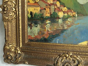 Niet of onleesbaar gesigneerd - Olieverf op paneel , Landschap (Italië?) – ingelijst & gesigneerd kopen? Bied vanaf 1!