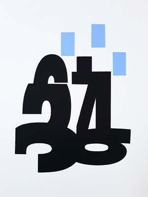 Henri Plaat - Geometrische compositie met fragmenten van cijfers, litho (laatste keer!) verkocht voor € 75!