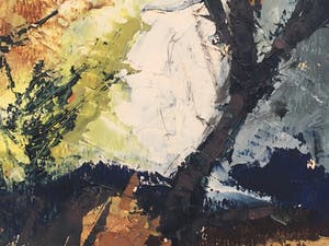 Berry Brugman - Olieverf op papier bevestigd op paneel, Avond in Schiermonnikoog - Ingelijst kopen? Bied vanaf 70!