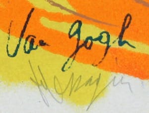 Jean Messagier - kleurenlitho: 3 mille feuilles rendent hommages a van Gogh kopen? Bied vanaf 45!