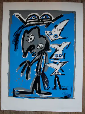 Lucebert - Zeefdruk: Zwerver aan zee - 1987 kopen? Bied vanaf 250!