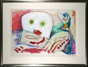 Lucebert - Olieverf, gouache, krijt en collage op papier, Compositie - Ingelijst (Groot) verkocht voor € 1!