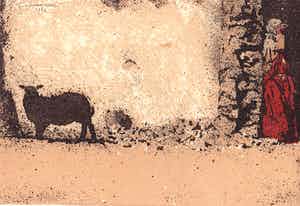 Simon Koene - Grieks schaap met vrouw in deuropening verkocht voor € 25!