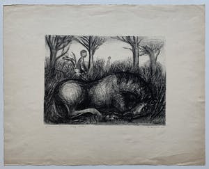 Kees Andrea - lithografie - 'Gewond paard' - 1949 kopen? Bied vanaf 75!