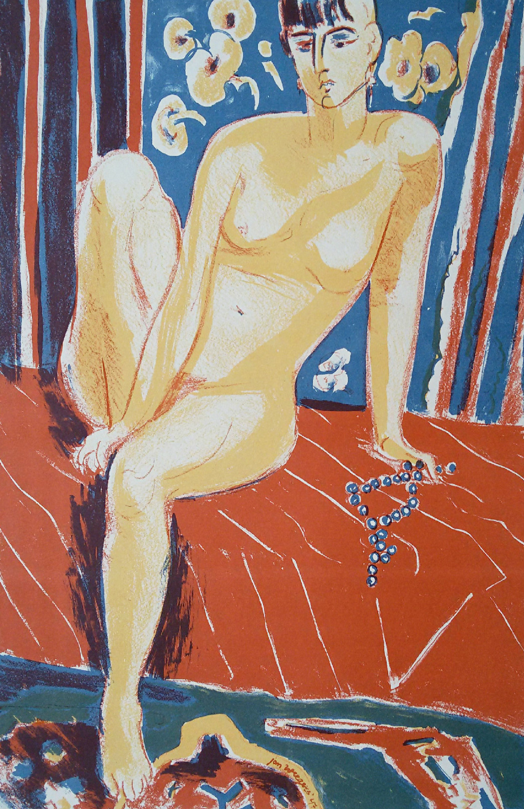 Jan Wiegers - Zittend naakt, litho verkocht voor € 125!