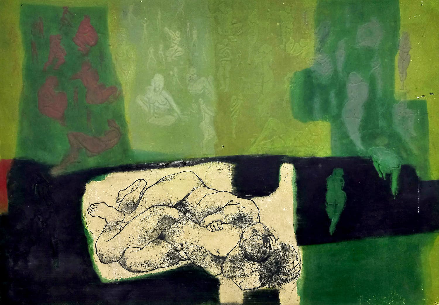 Ru van Rossem - Genesis, aquatint ets met reliëfdruk verkocht voor € 125!