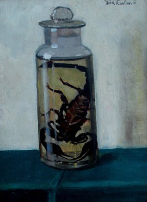 Jeanne Bieruma Oosting - Olieverf op paneel: Schorpioen + handgeschreven brief van kunstenares - 1924 kopen? Bied vanaf 795!