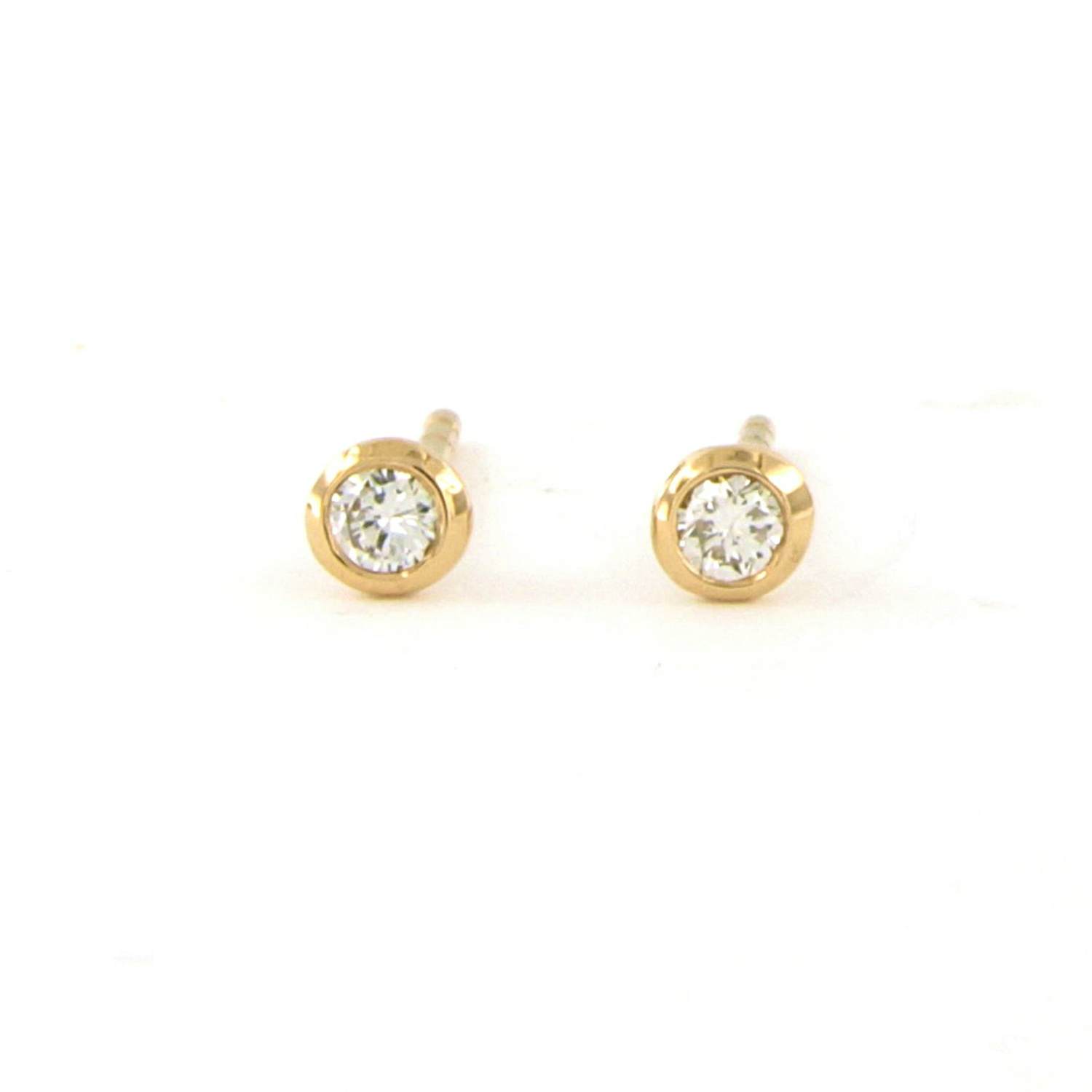 18k rosé gouden solitair oorknoppen met briljant geslepen diamant tot. 0.10ct kopen? Bied vanaf 180!