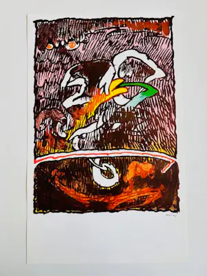 Pierre Alechinsky - Promotie lithografie voor de Detroit serie Flying Object - II kopen? Bied vanaf 20!