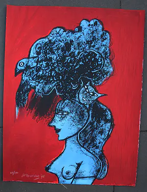 Corneille - Litho: Le chat et l’oiseau sur la tête - 1998 kopen? Bied vanaf 1!
