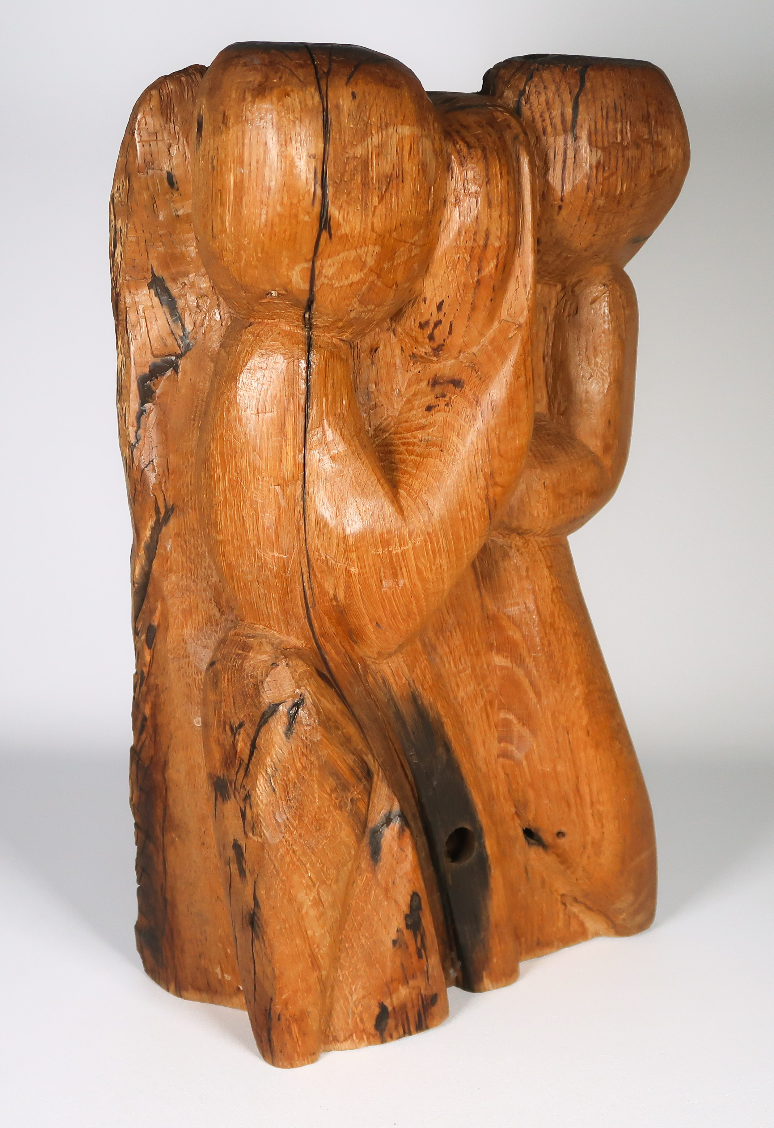 Niet of onleesbaar gesigneerd - Houten sculptuur, Tweeling kopen? Bied vanaf 1!