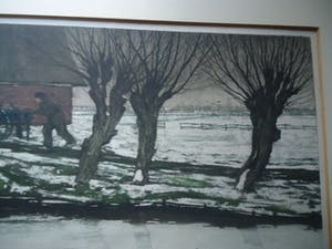 Tjeerd Bottema - bonte kraaien op het ijs- molen met hondenkar en knotwilgen kopen? Bied vanaf 40!