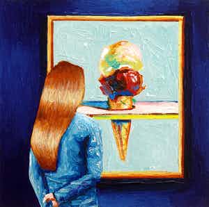 Gerard Boersma - Ice Cream (Vrouw kijkend naar een schilderij van Wayne Thiebaud) verkocht voor € 75!