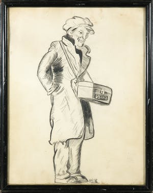 Niet of onleesbaar gesigneerd - Houtskool, Pindaverkoper kopen? Bied vanaf 1!