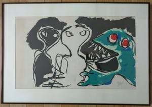 Karel Appel - A BEAST-DRAWN MAN / KLEURLITHO / 69x99cm / KADER / SIG kopen? Bied vanaf 500!