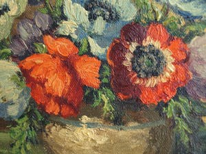 Niet of onleesbaar gesigneerd - Olieverf op doek , Bloemstilleven – gesigneerd & ingelijst - oud kopen? Bied vanaf 1!