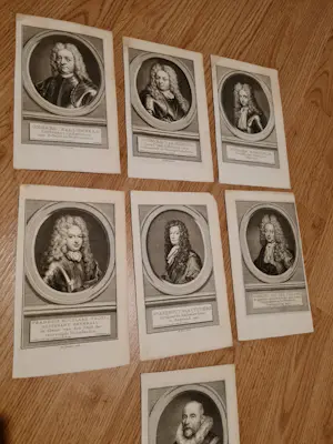 Isaac Tirion - Lot van 7 portretten, Originele kopergravures ca. 1760, o.a. De Moor kopen? Bied vanaf 25!