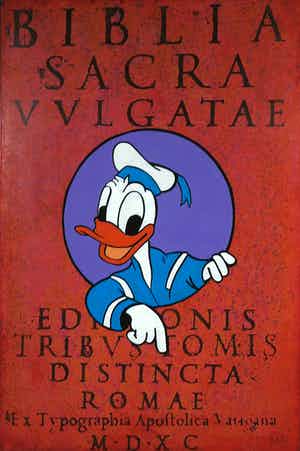 Jan Bollaert - Gemengde techniek op board, Biblia-Red (Groot) verkocht voor € 1!