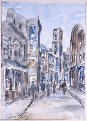 Niet of onleesbaar gesigneerd - Lot, Vier Aquarellen van Amsterdam, Deventer en Parijs kopen? Bied vanaf 1!