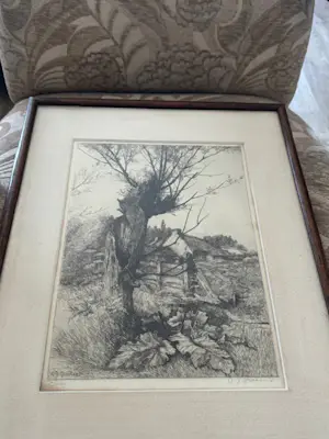 Adrianus Johannes Grootens - Wilg bij boerderij - handgesigneerde litho kopen? Bied vanaf 35!
