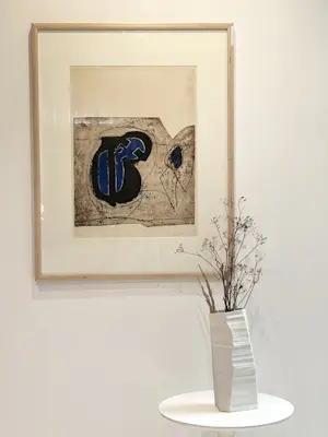 Cees Kortlang - Ets, Abstracte voorstelling in Blauw "Cold Blue" - Ingelijst 2/10 kopen? Bied vanaf 75!