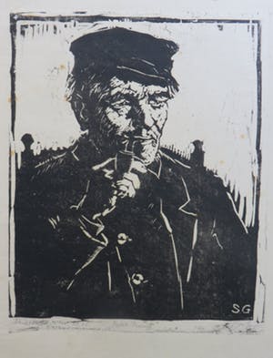 Salomon Garf - Gezicht op Boullion,Stad in Luxemburg en portret van een boer kopen? Bied vanaf 15!