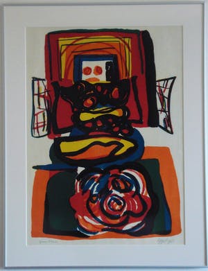 Karel Appel - La Grande Tete rouge (mooi gelijst!) kopen? Bied vanaf 999!
