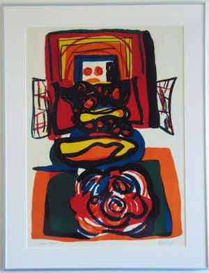 Karel Appel - La Grande Tete rouge (mooi gelijst!) verkocht voor € 999!