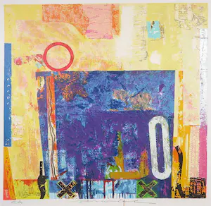 Jos Verwiel - Zeefdruk, Abstracte compositie - Ingelijst (Groot) kopen? Bied vanaf 50!