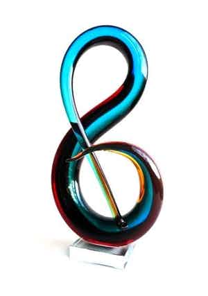 Vetro Design - Slangenfiguur - Massief gekleurd glas - Handgemaakt verkocht voor € 1!