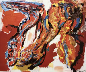 Karel Appel - Vrouw en struisvogel, gesigneerd, offsetlitho kopen? Bied vanaf 50!