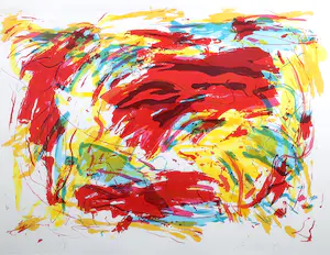 Jan van Lokhorst - Zeefdruk, Abstracte compositie - Ingelijst kopen? Bied vanaf 50!