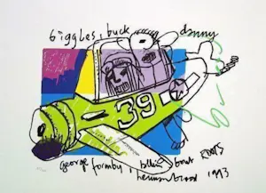 Herman Brood - Kleurenzeefdruk BIGGLES Handgesigneerd kopen? Bied vanaf 299!
