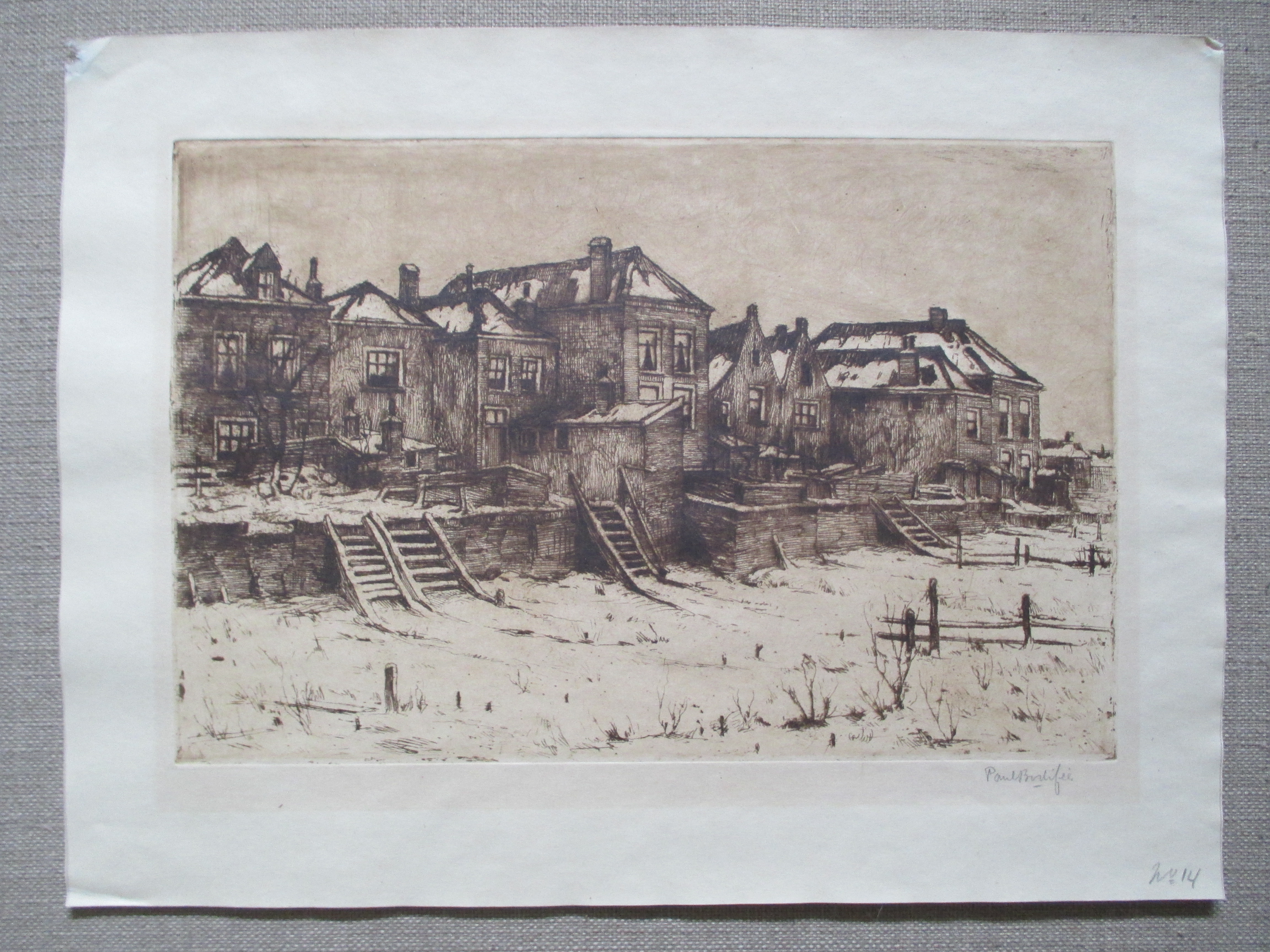 Paul Bodifee - ets besneeuwd landschap kopen? Bied vanaf 35!