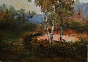 Hermanus Rijkelijkhuizen - Landschap met boerin bij boerderij kopen? Bied vanaf 140!