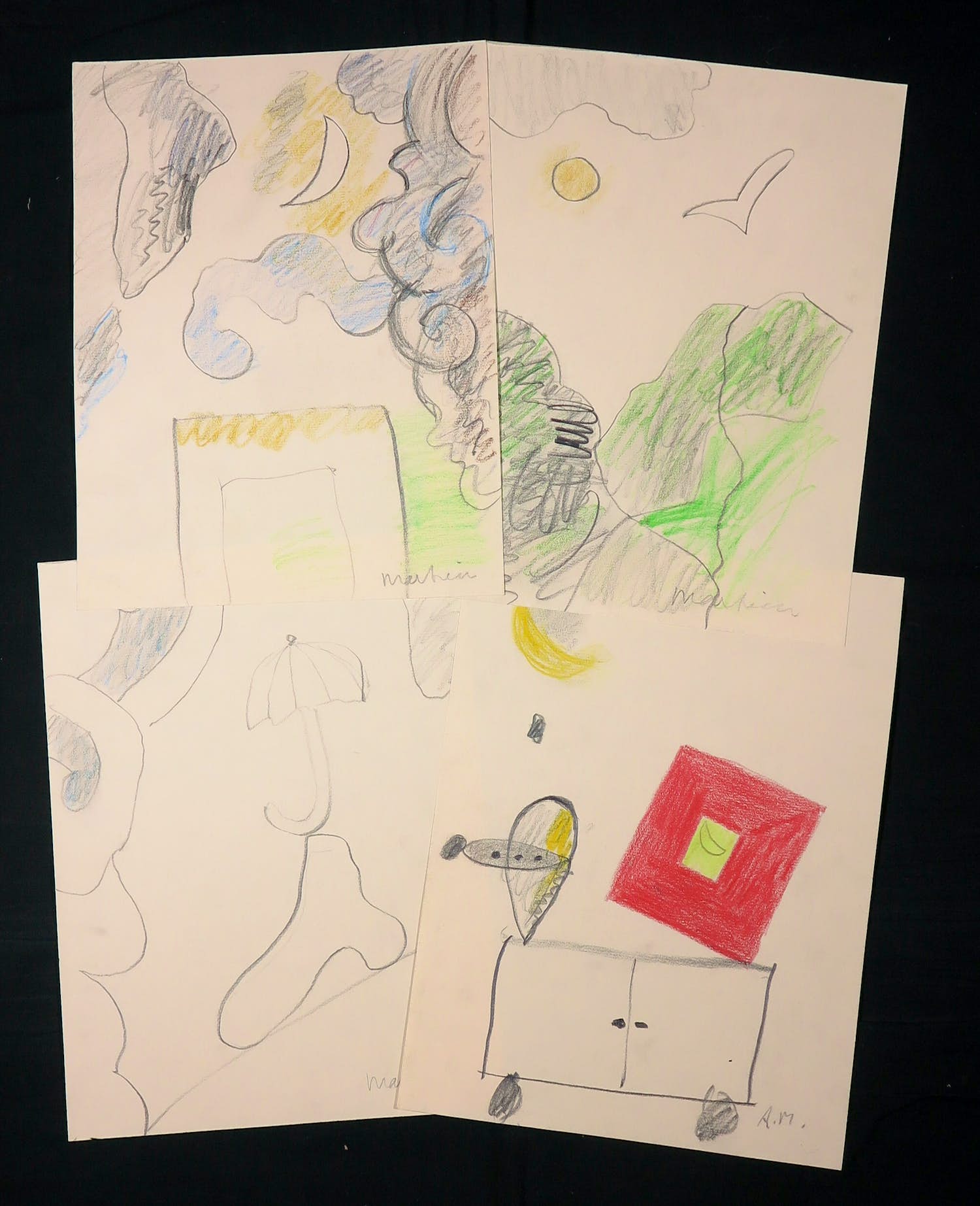 Anton Martineau - Lot van 4 unieke werken op papier! kopen? Bied vanaf 1!