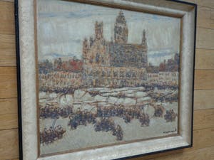 Alfons Blomme - STADHUIS MIDDELBURG / OLIEVERF / 76x83cm / KADER / SIG kopen? Bied vanaf 245!