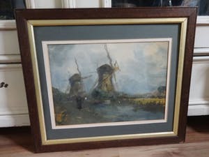 Adriaan Terhell - Adriaan C. Terhell (onder pseudo C. de Zeeuw): Aquarel Hollandse polderlandscha kopen? Bied vanaf 50!