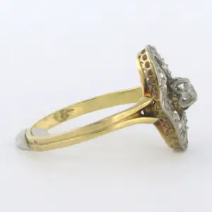 Goud met platina ring met bolsjewiek en roos geslepen diamant 0.20 ct - rm 19 kopen? Bied vanaf 260!
