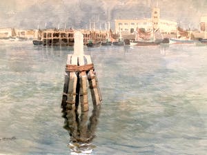 Geo Henrotte - Mediterraans Haven Gezicht - Aquarel, Prachtig Ingelijst kopen? Bied vanaf 99!