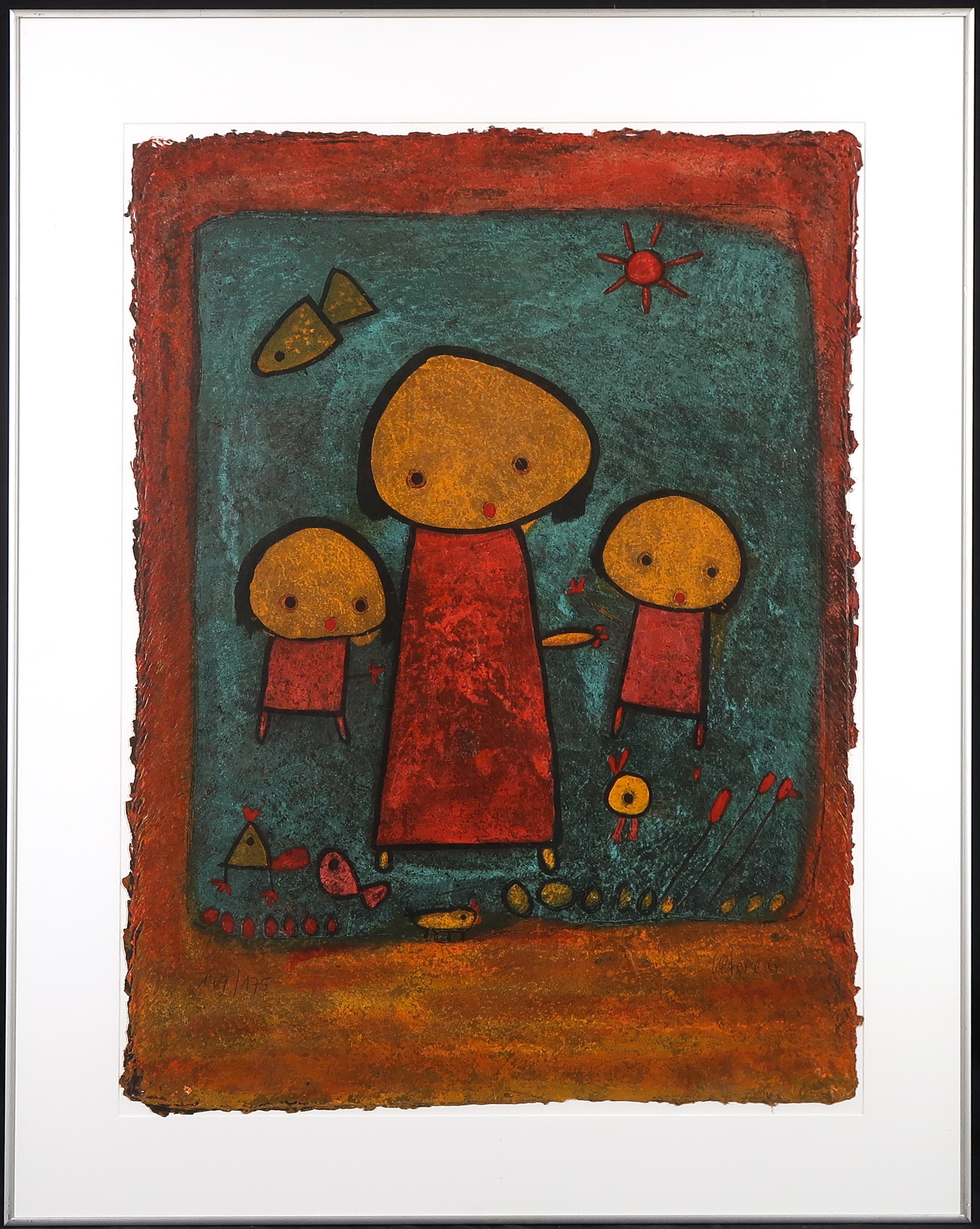 Giovanni Vetere - Zeefdruk, Zonder titel I - Ingelijst verkocht voor € 35!