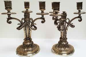 Maison Christofle - Stel 3-voudige antieke candelabra verkocht voor € 200!