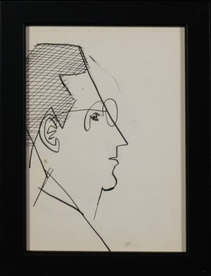 Siep van den Berg - Lot van twee pentekeningen, Vrouw en Man - Ingelijst kopen? Bied vanaf 50!