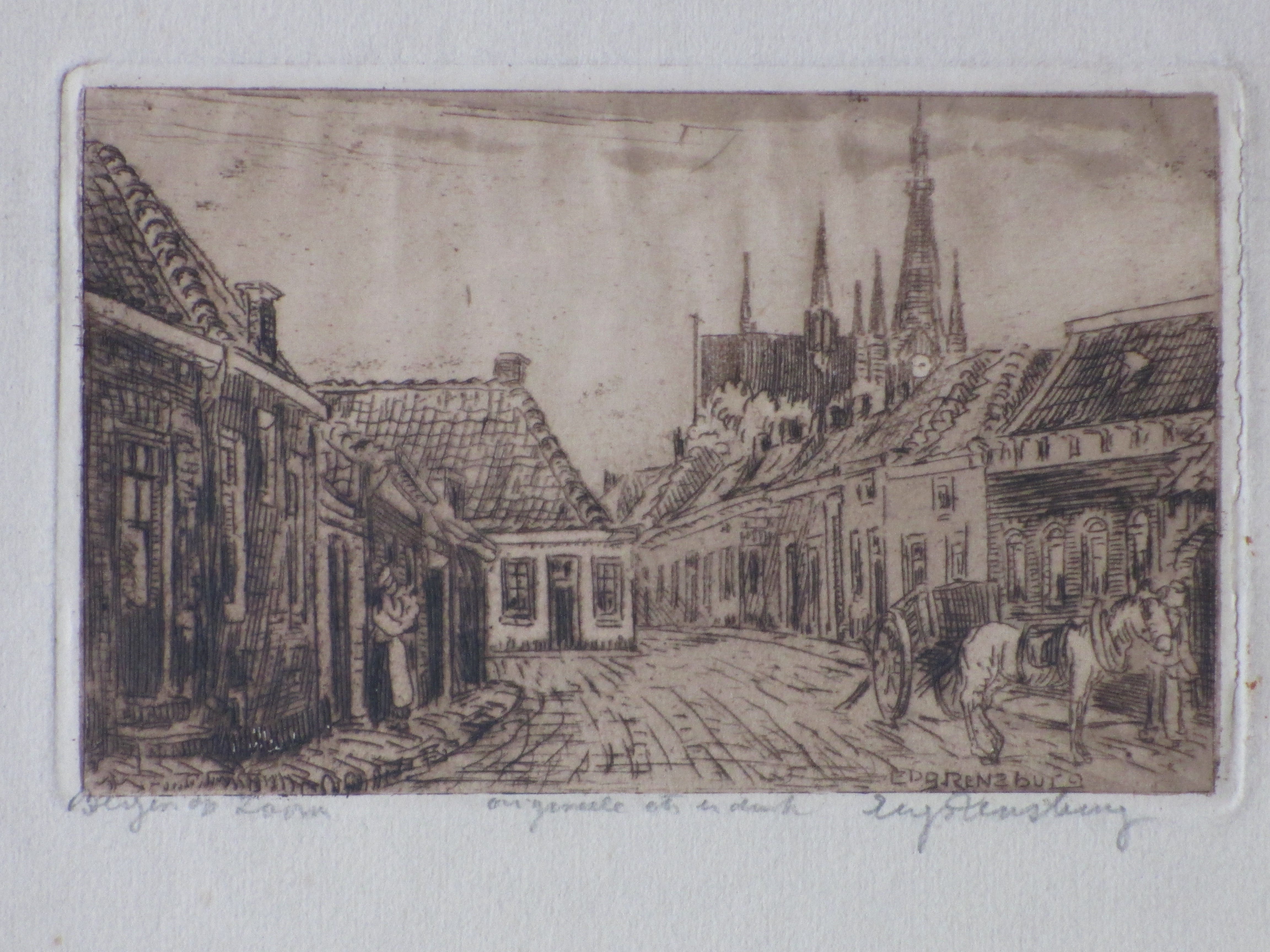 Eugene Rensburg - Stadsgezicht Bergen op Zoom - Ets kopen? Bied vanaf 1!