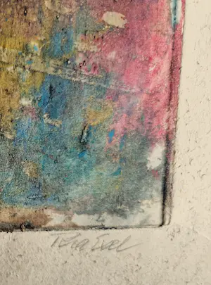 Ria Exel - Grote jaren 60 "epreuve d'artiste" kleuren-aquatint "boten in haven" kopen? Bied vanaf 31!