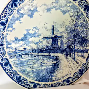 Chemkefa - Wandteller Keramik Delft Blauw Dekor Winterlandschaft nach F.J. du Chattel 70er kopen? Bied vanaf 70!