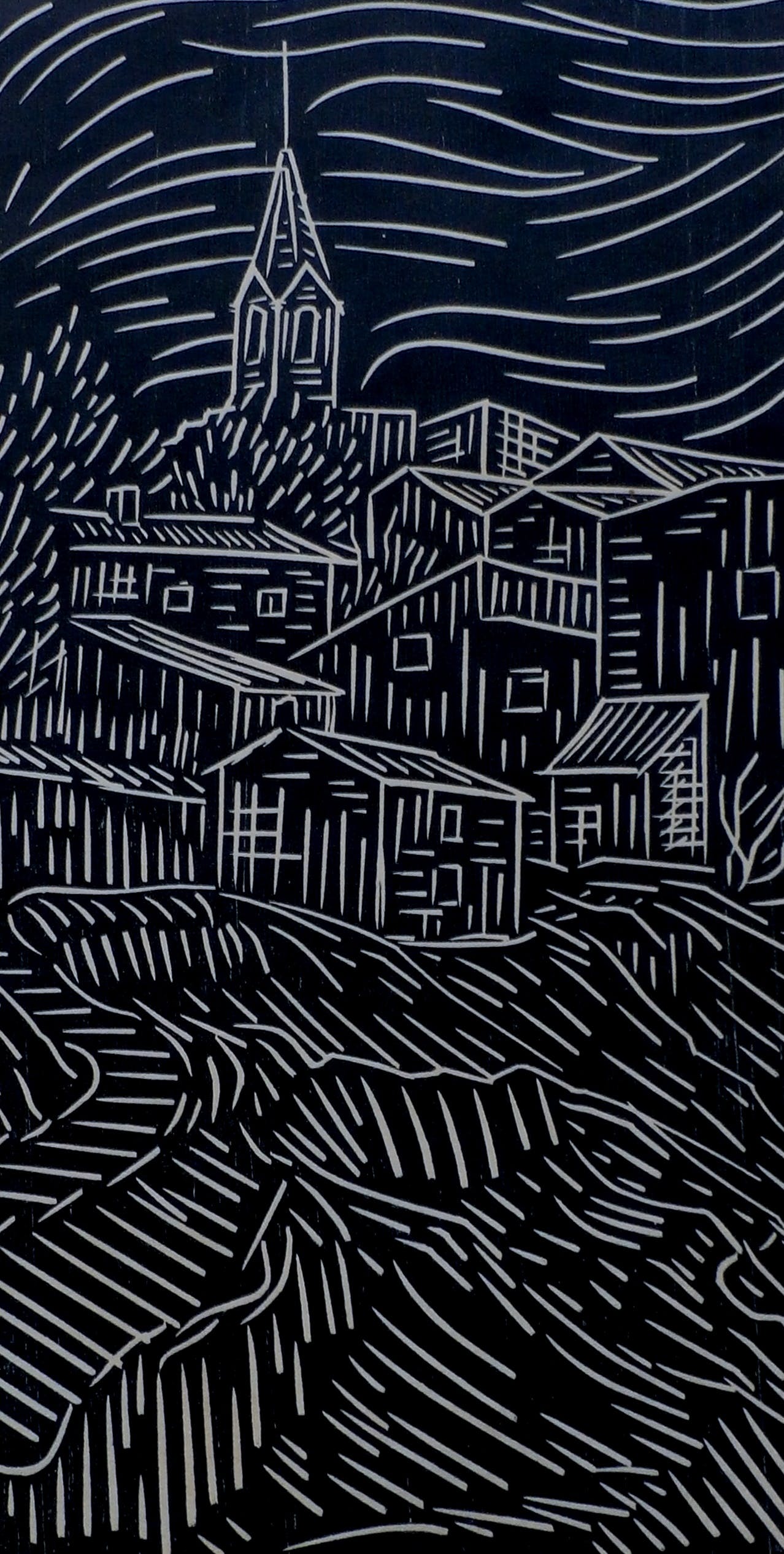 Willem Hussem - Hout/linosnede: dorpje - 1924 verkocht voor € 75!