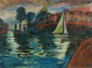 Huib van Vugt - Olieverf op doek, Zeilboot op het water vendu pour 50€ !